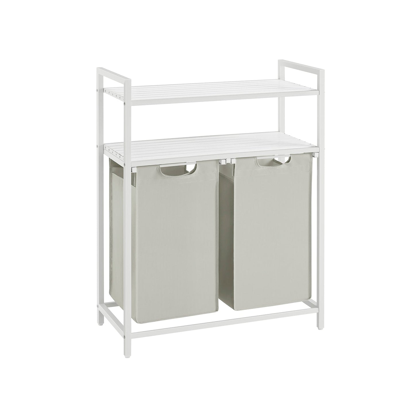 Wäschekorb 2 x 46 L mit 2 Ablagen weiß