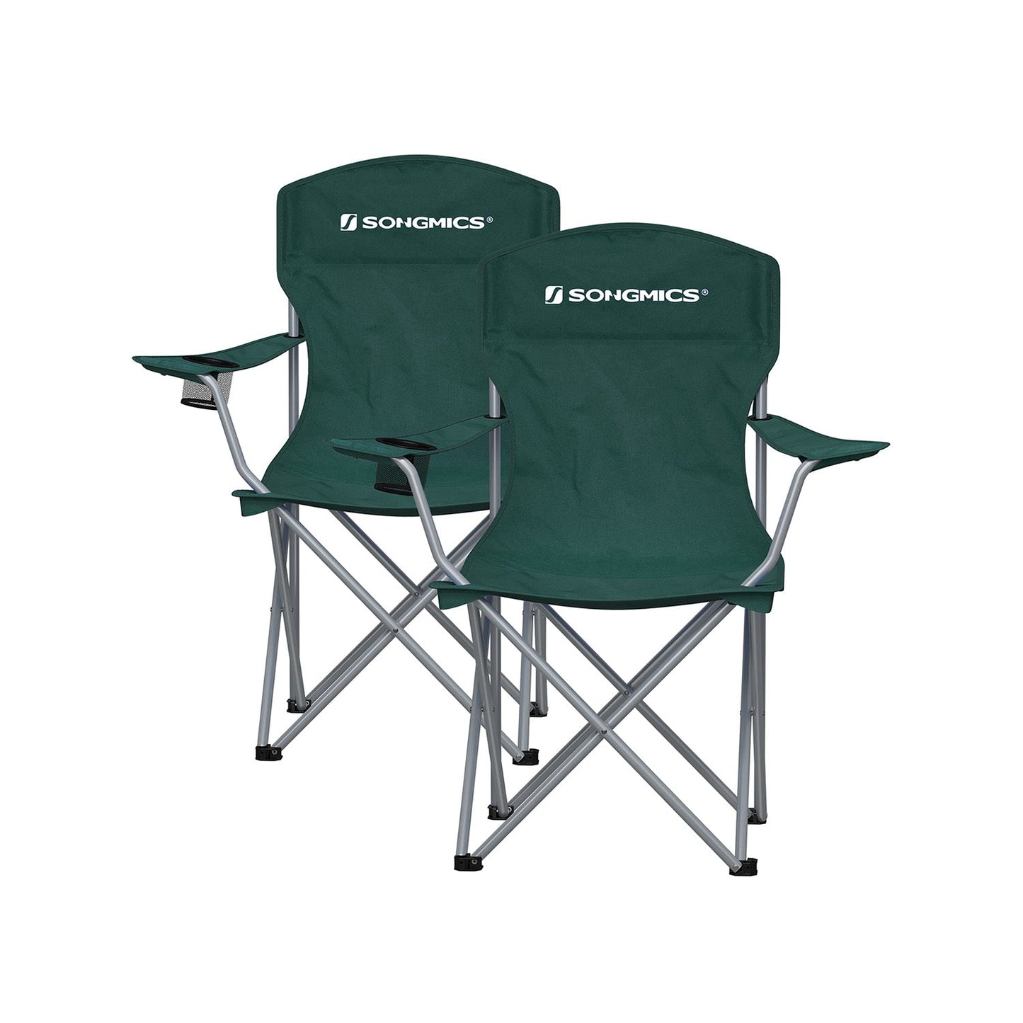 Campingstuhl 2er Set mit Getränkehalter dunkelgrün