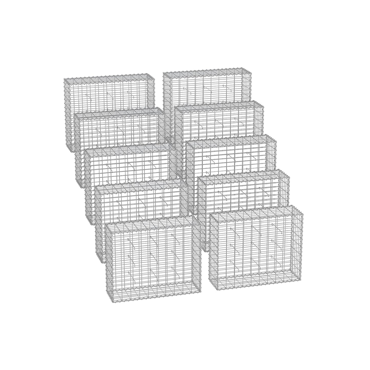 Gabionenkörbe 100 x 80 x 30 cm 10r Set silber