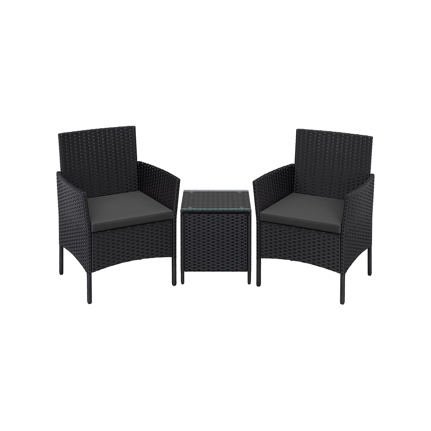 Gartenmöbel-Set aus PE-Polyrattan schwarz-grau