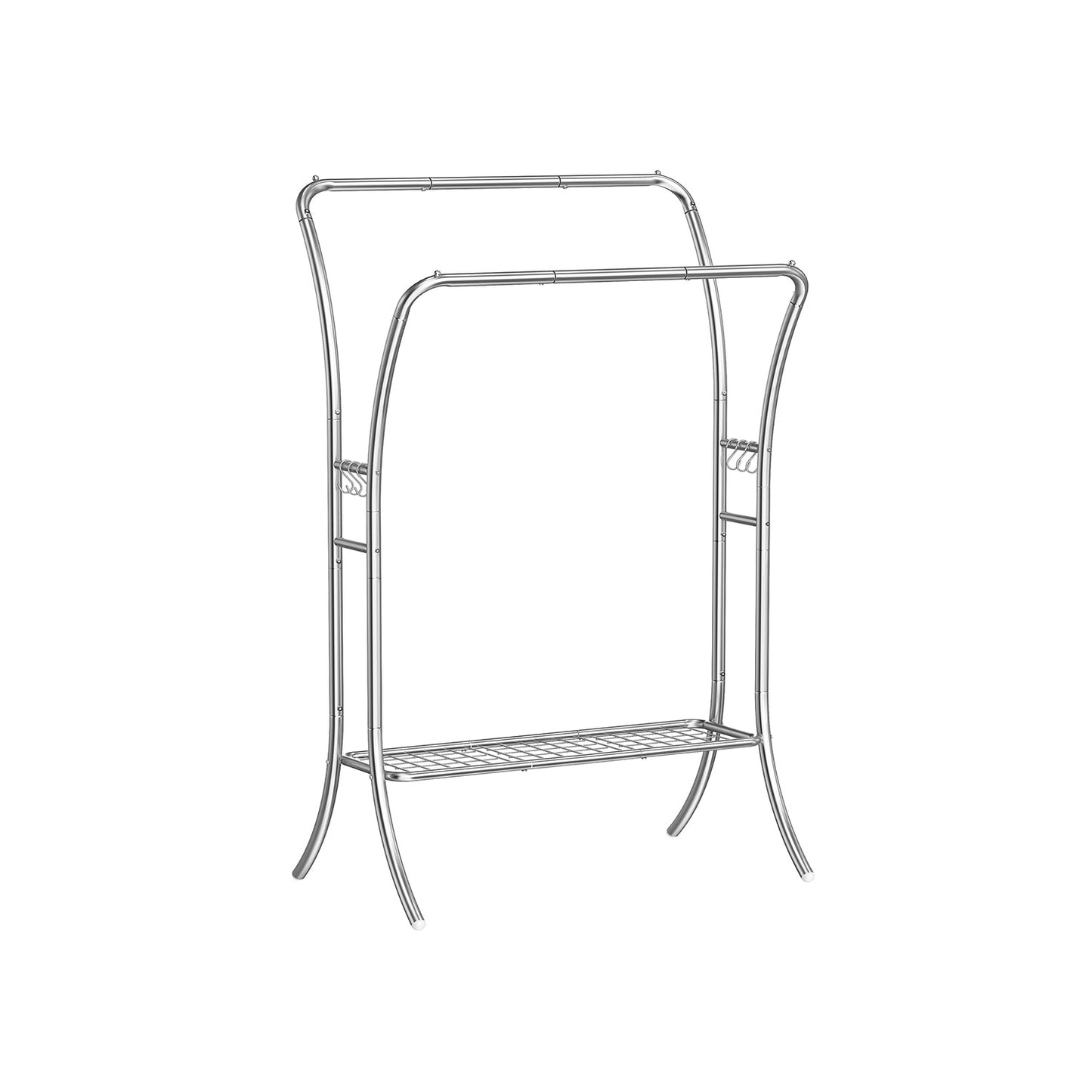 Garderobe mit 6 Haken und Ablagen silbern
