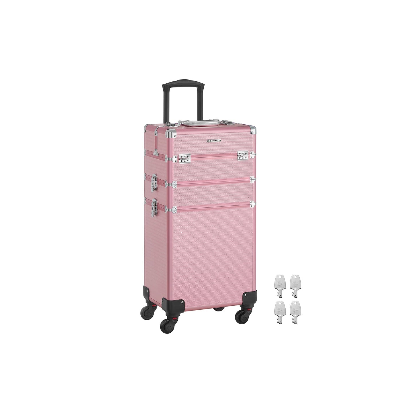 Kosmetikkoffer Trolley 3-in-1 Schminkkoffer pastellrosa