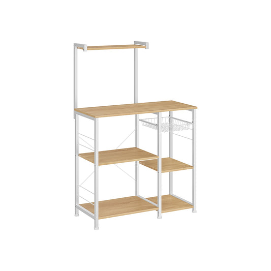 Küchenregal mit Metallkorb eichenbeige-klassikweiß