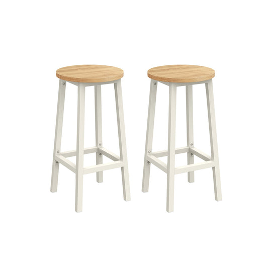 Barhocker 2er Set ebenholzschwarz-eichenbeige-weiß