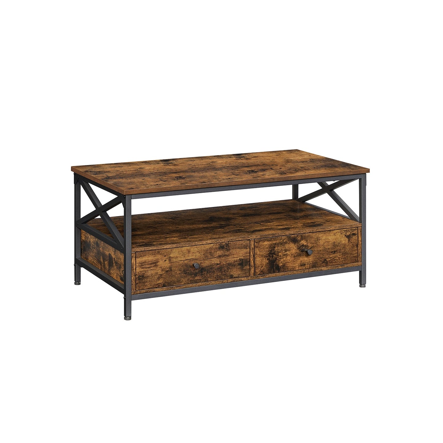 Couchtisch mit Schubladen Vintagebraun-Schwarz