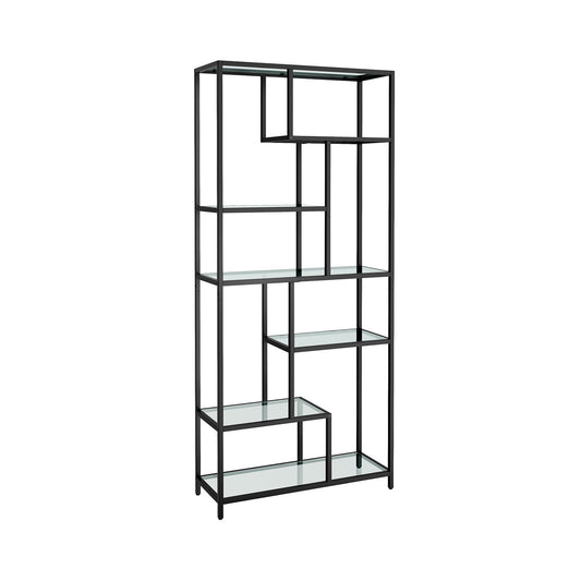 Bücherregal mit 6 Ablagen tintenschwarz - transparent