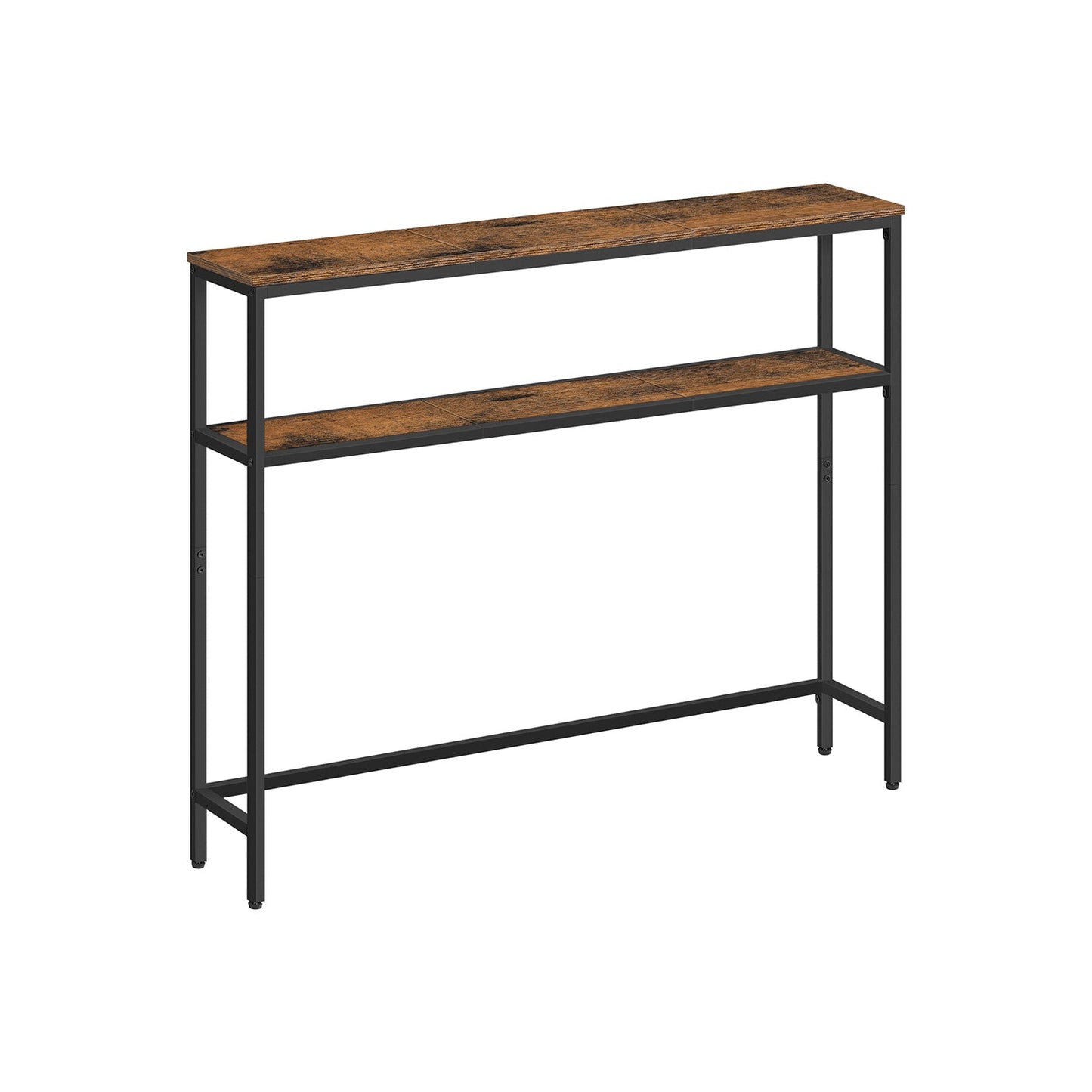 schmaler Sofatisch mit 2 Ablagen vintagebraun-tintenschwarz