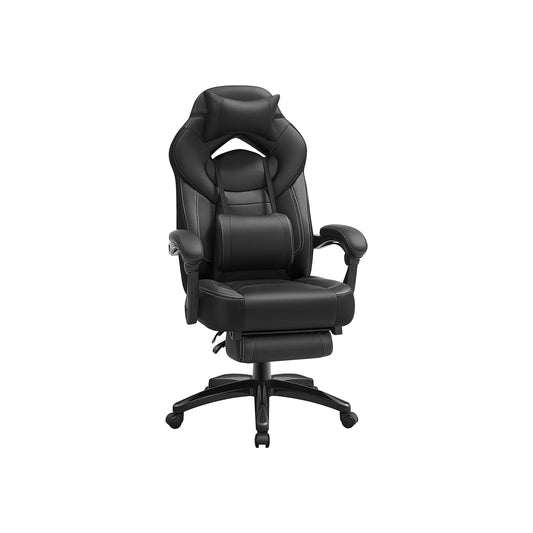 Gamingstuhl mit Fußstütze und Kopfstütze Schwarz