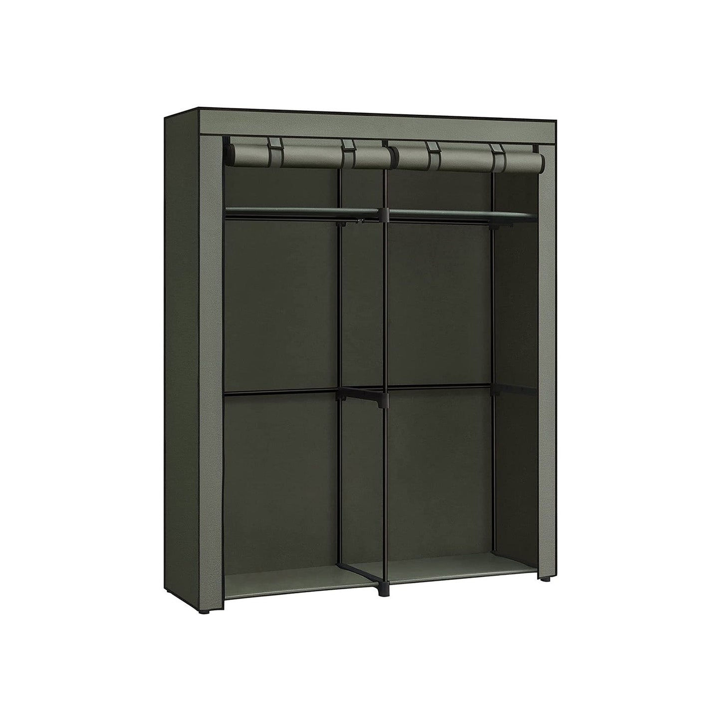 Stoffschrank mit 2 Kleiderstangen salbeigrün