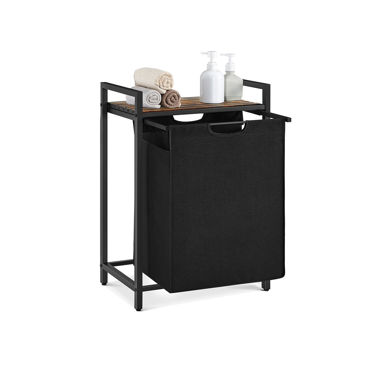 Wäschesammler mit Ablage vintagebraun-schwarz