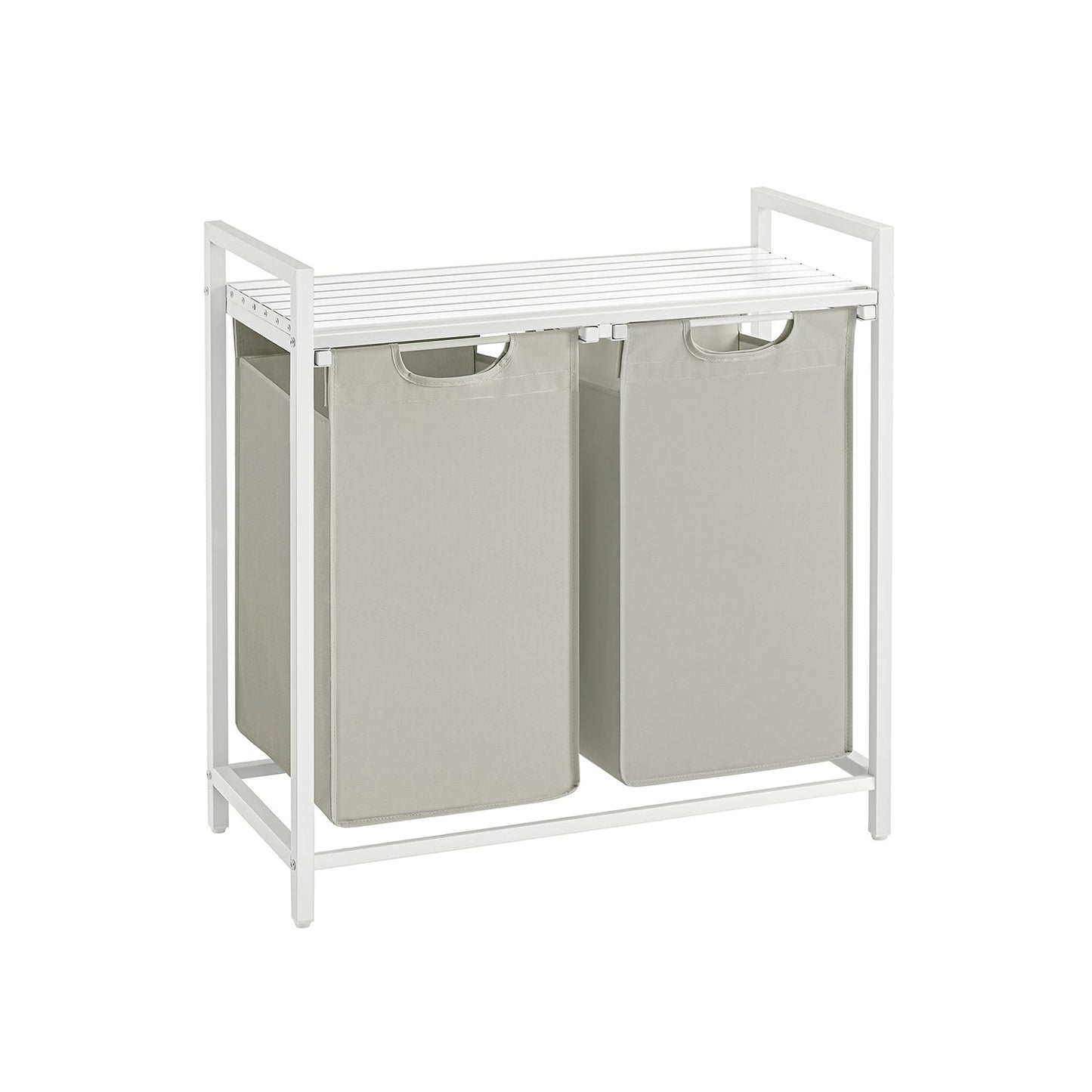 Wäschekorb 2 x 46 L mit 1 Ablage weiß