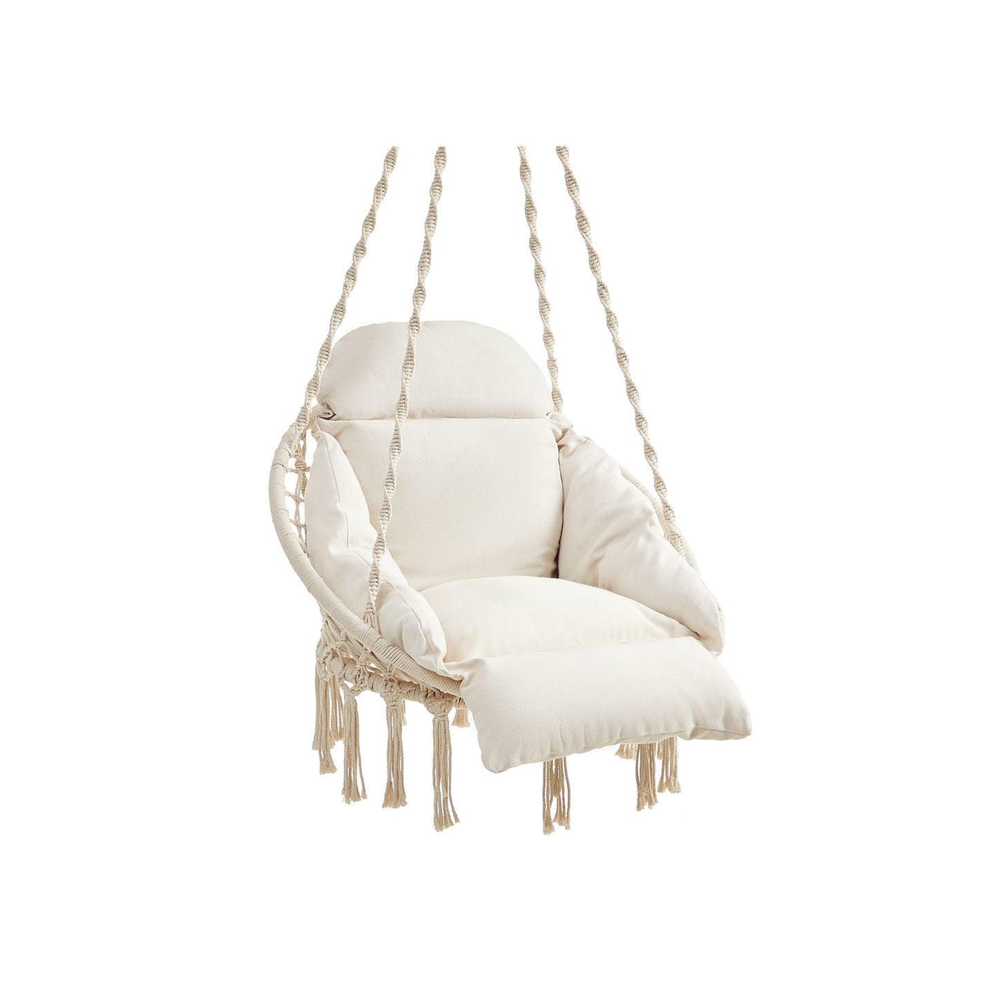Hängesessel mit einem dicken Kissen Beige