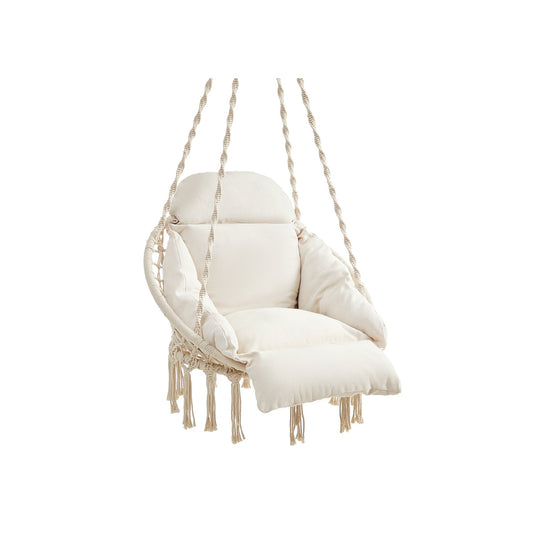 Hängesessel mit einem dicken Kissen Beige