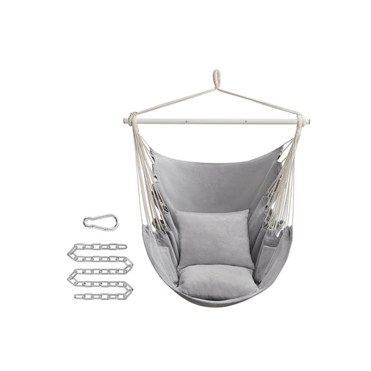 Hängesessel mit 2 Kissen und Metallkette taubengrau