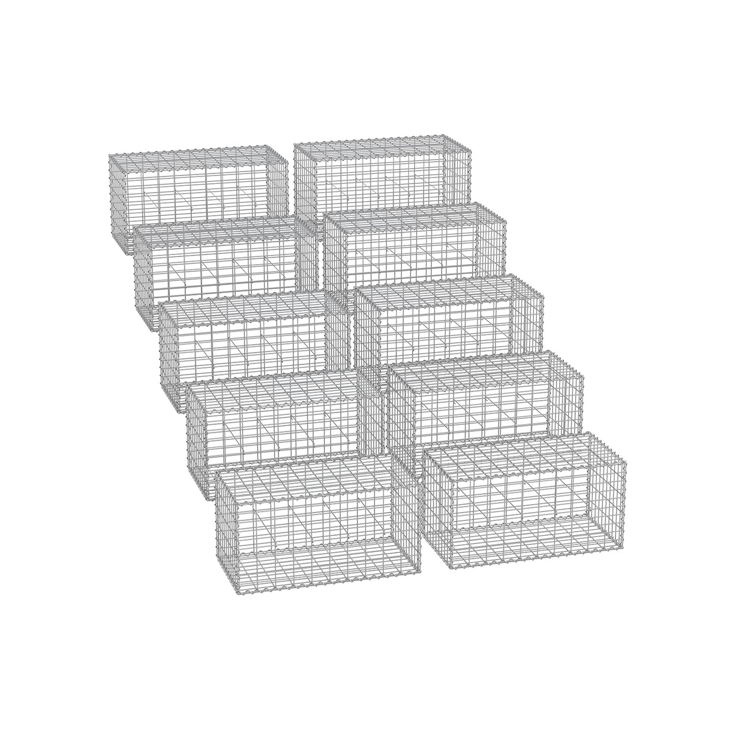 Drahtkorb mit 5 x 10 cm Maschenweite für Steine 10er Set