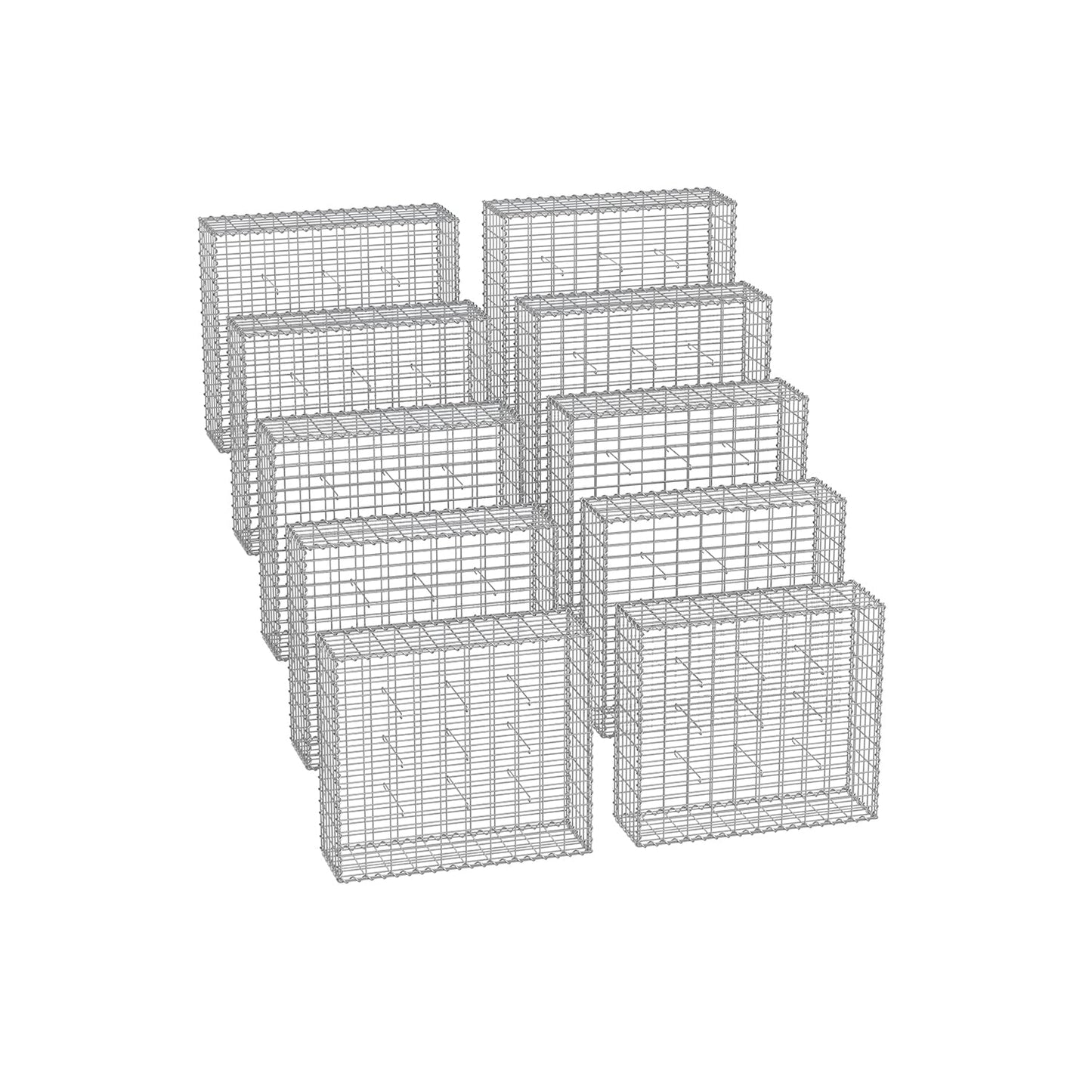 Gabionenkörbe mit 5 x 10 cm Maschenweite für Steine 10er Set
