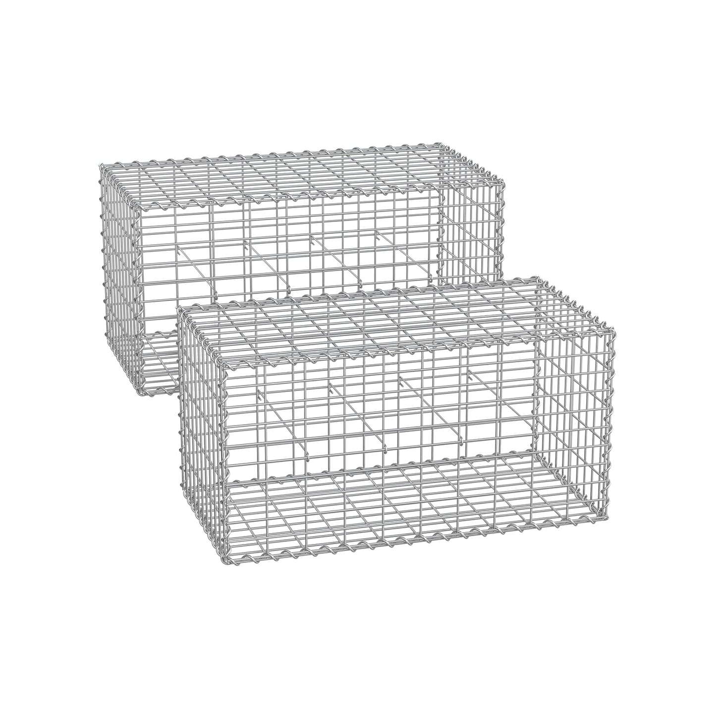 Drahtkorb 100 x 30 x 30 cm 2er Set silber