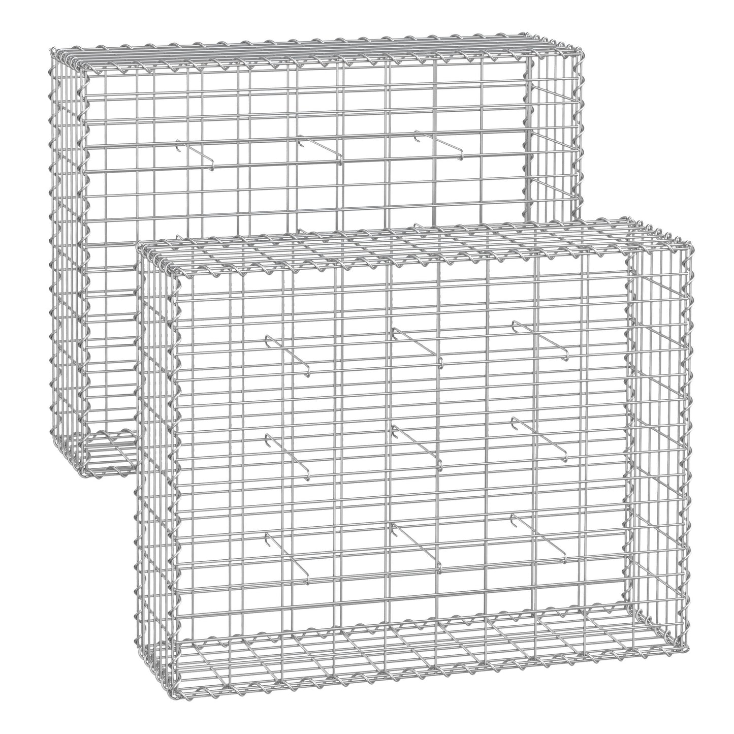 Gabionenkörbe 100 x 80 x 30 cm 2er Set silber