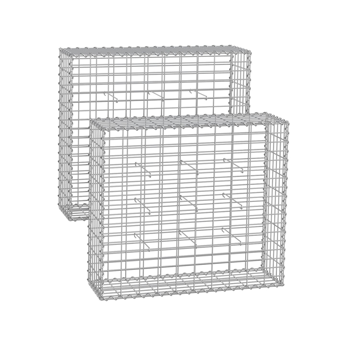 Drahtkorb mit 5 x 10 cm Maschenweite 2er Set silber