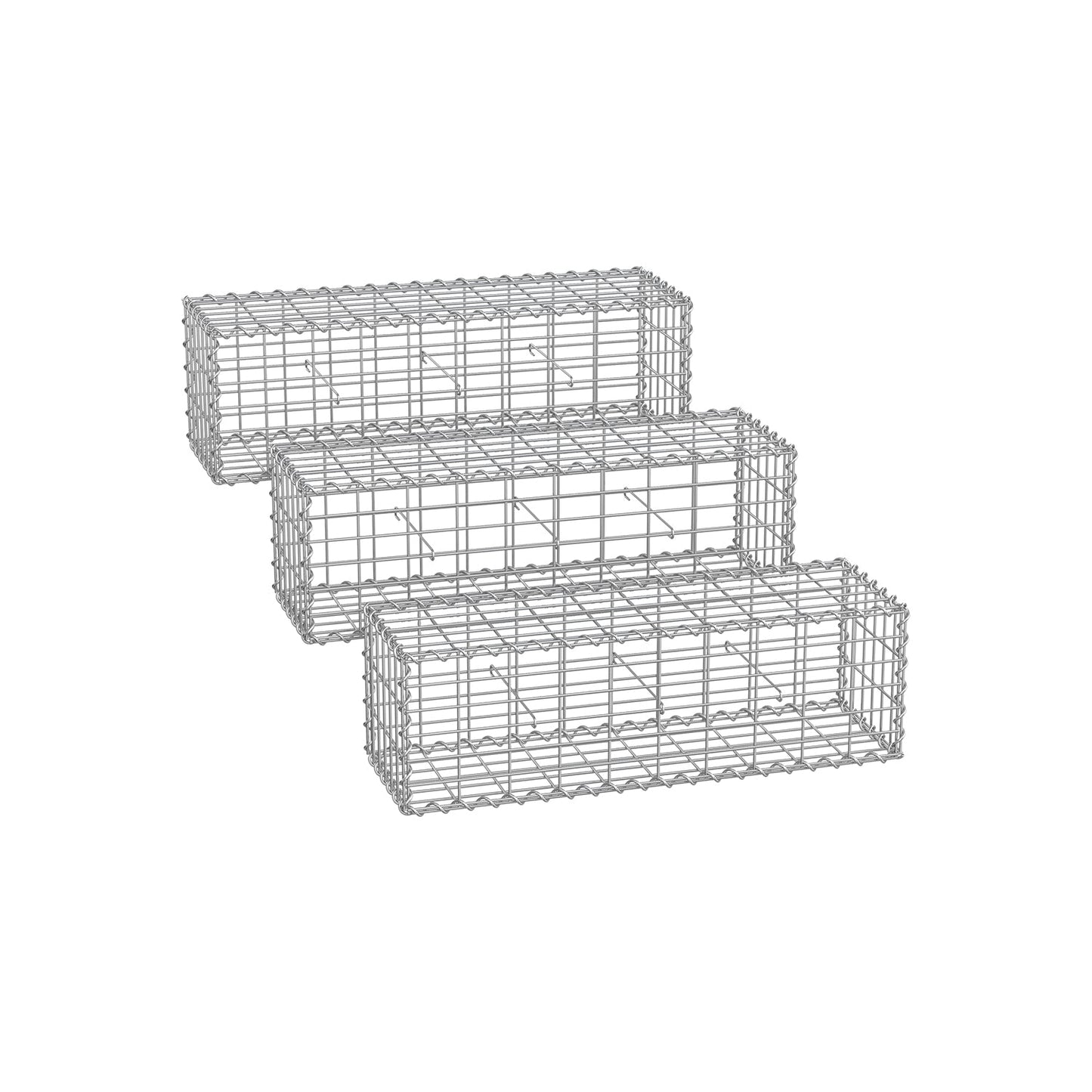 Drahtkorb mit 5 x 10 cm Maschenweite 3er Set silber