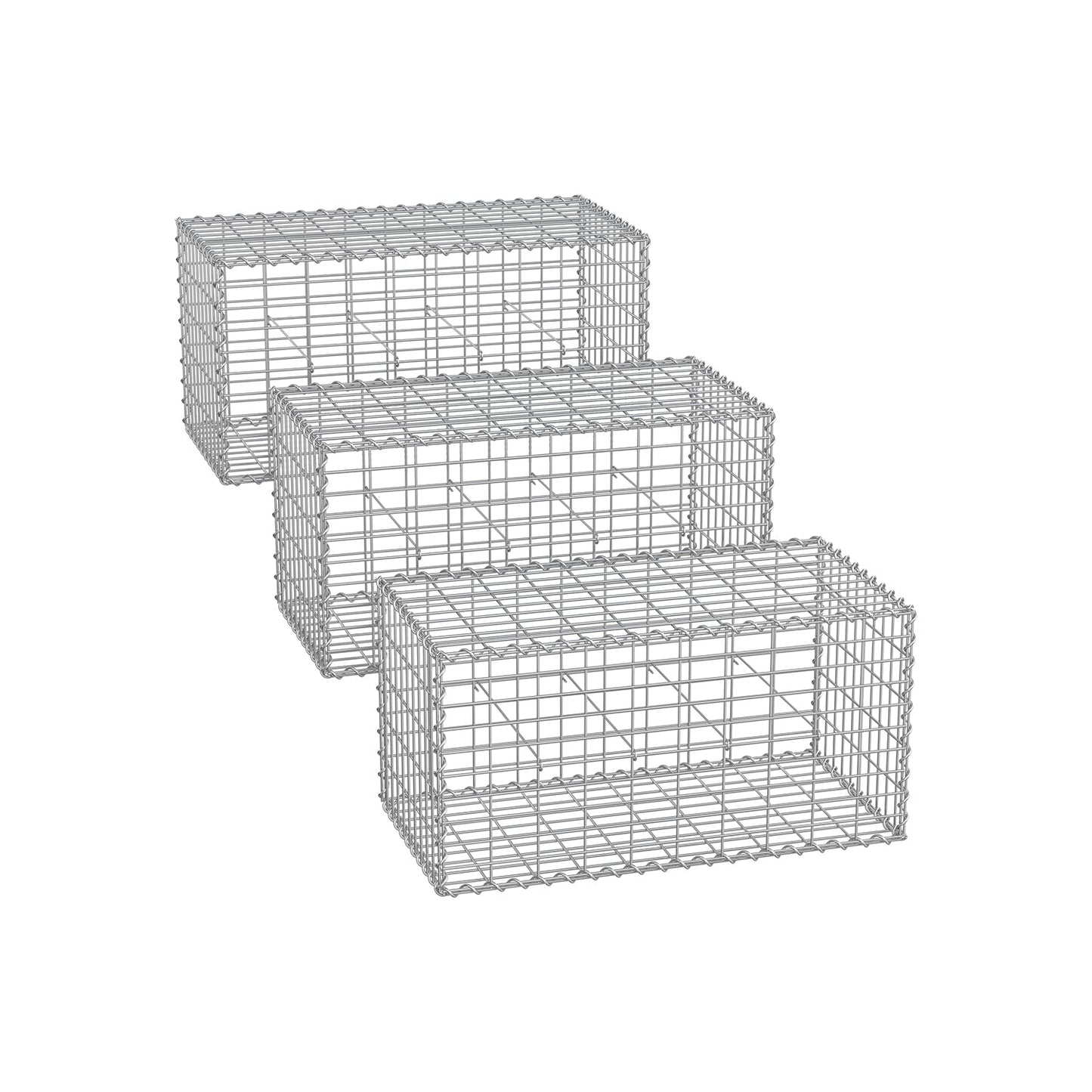 Drahtkorb mit 5 x 10 cm Maschenweite 3er Set silber