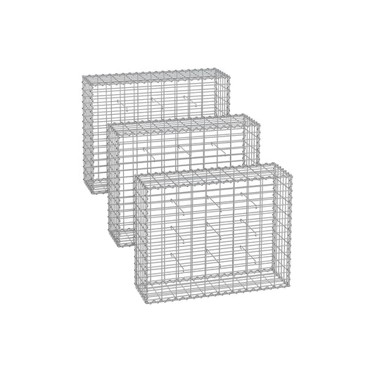 Gabionenkörbe 100 x 80 x 30 cm 3er Set silber