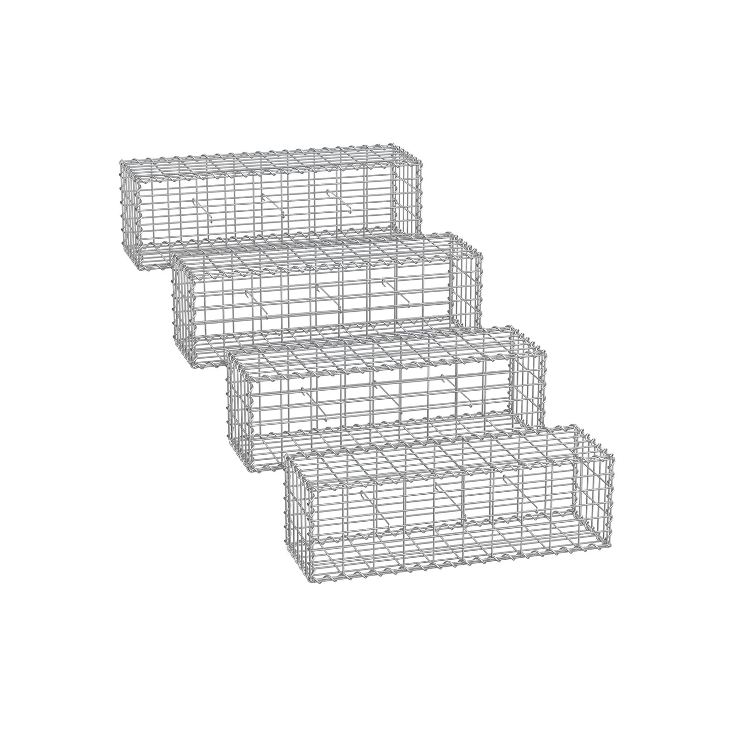 Gabionenkörbe mit 5 x 10 cm Maschenweite 4er Set silber
