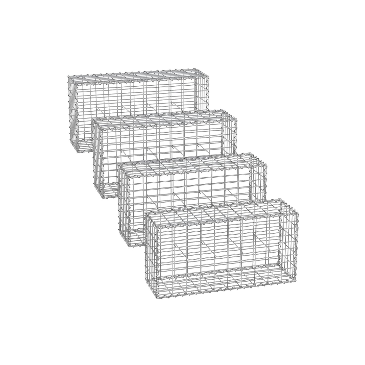 Drahtkorb mit 5 x 10 cm Maschenweite 4er Set silber