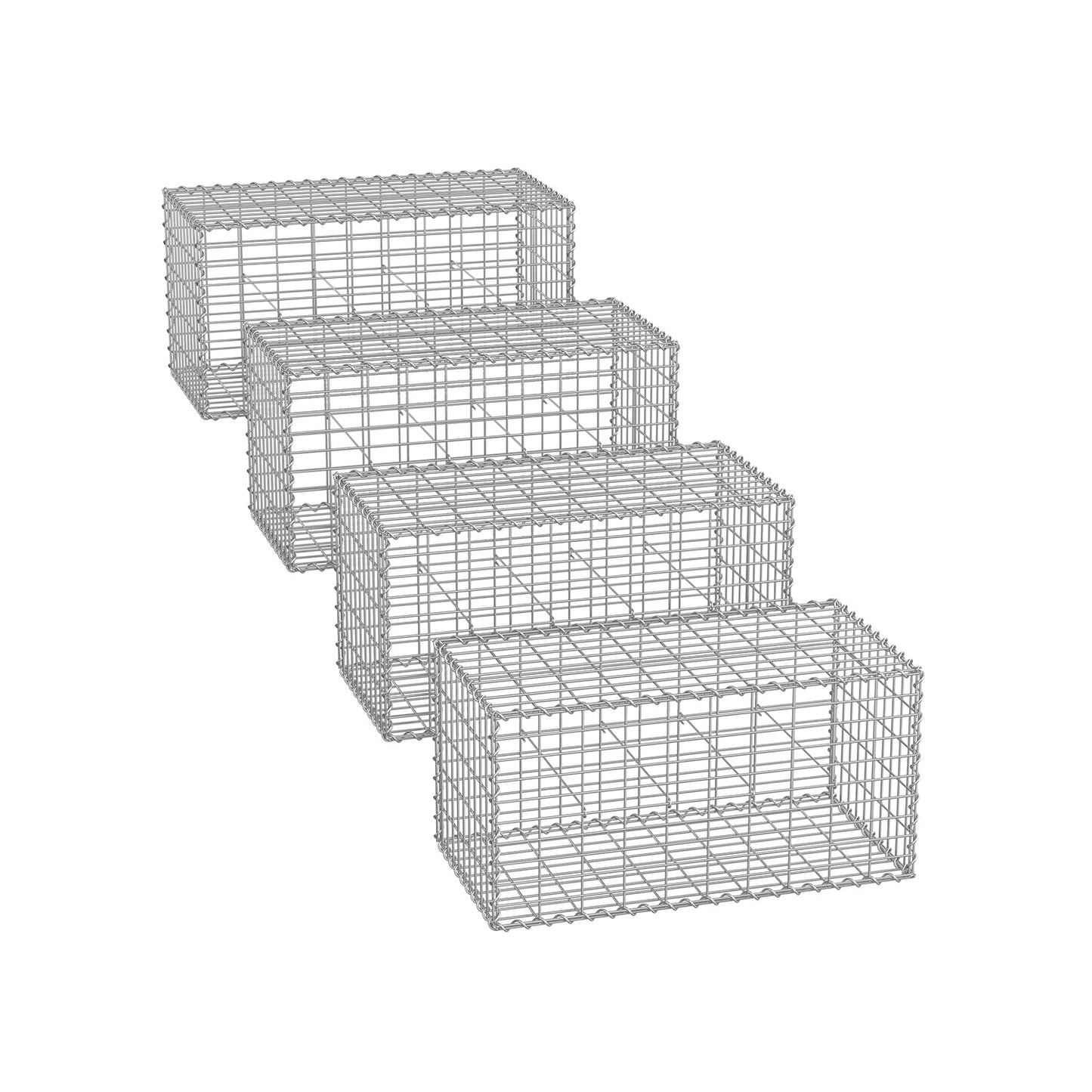 Gabionenkörbe 100 x 30 x 30 cm 4er Set silber