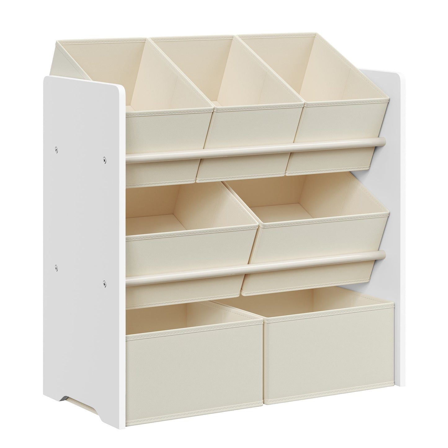Kinderregal mit 7 Aufbewahrungsboxen aus Vliesstoff wolkenweiß