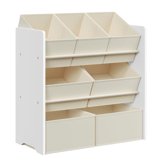Kinderregal mit 7 Aufbewahrungsboxen aus Vliesstoff wolkenweiß