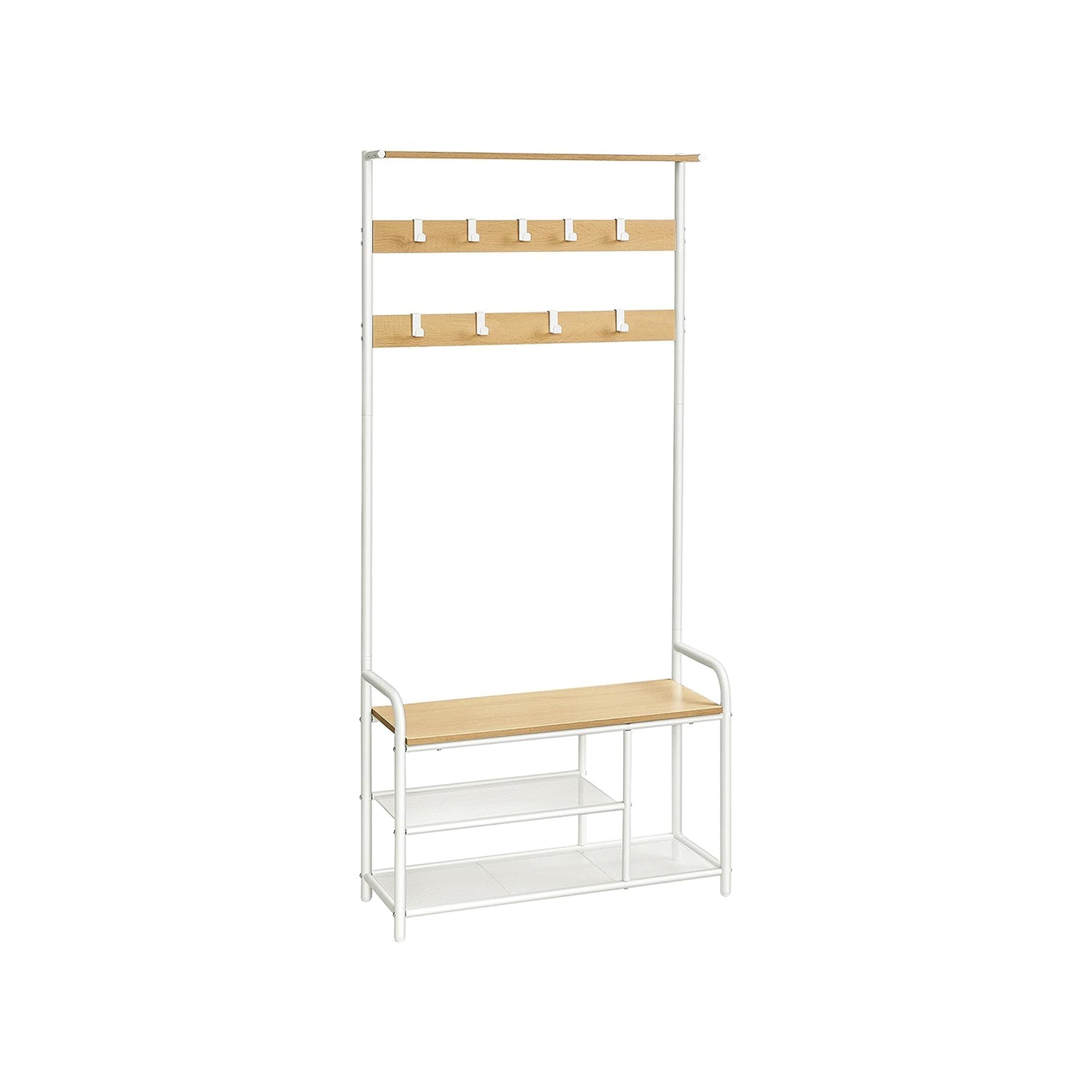 Garderobenständer mit 9 Haken 30 x 85 x 180,5 cm eichenfarben-weiß