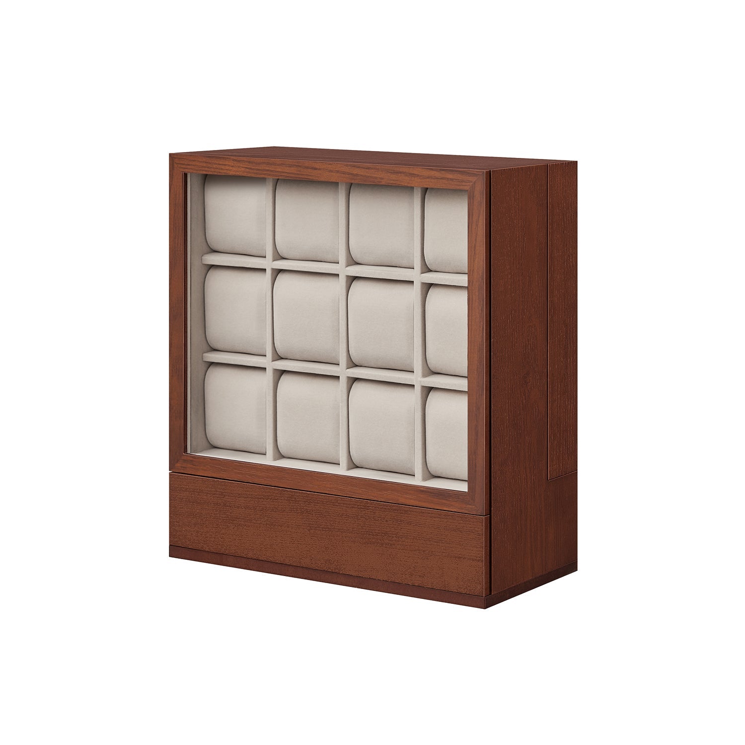 Uhrenbox 12 Fächer mit Fenster Geschenkidee kaffeebraun