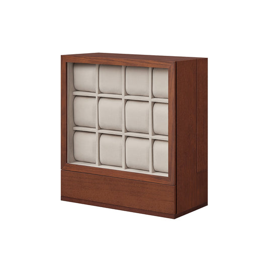 Uhrenbox 12 Fächer mit Fenster Geschenkidee kaffeebraun