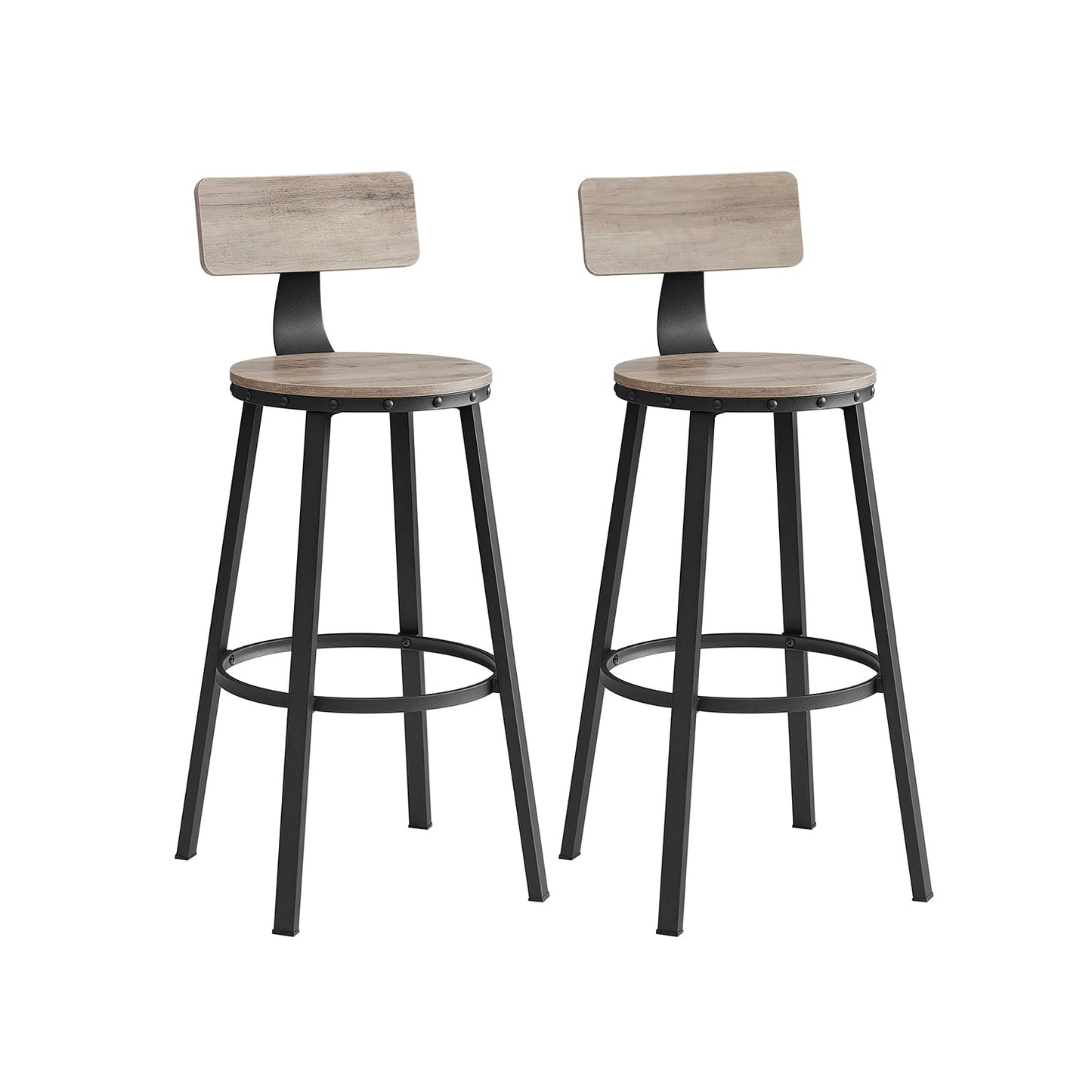 Barhocker 2er Set Greige-Schwarz