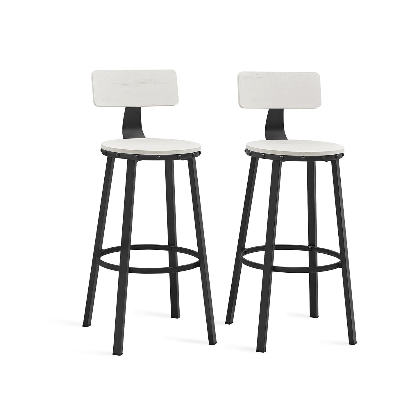 Barhocker 2er Set Industrie-Design vintageweiß-schwarz