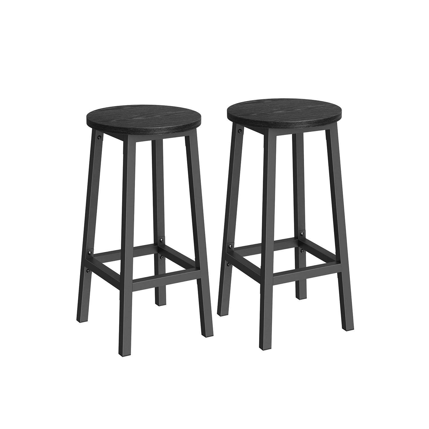 Barhocker 2er Set mit Fußstütze und Metallgestell