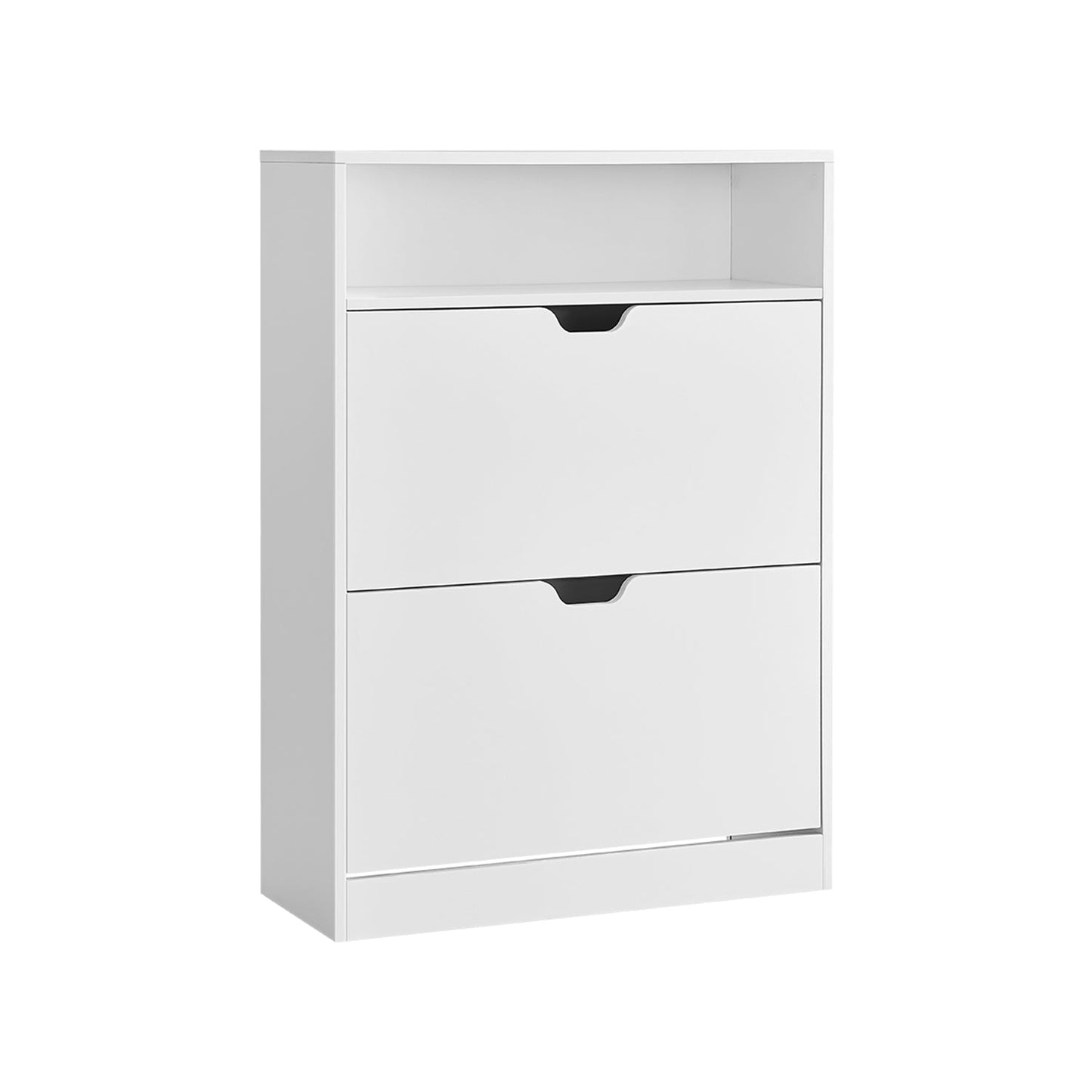 Schuhschrank 2 Klappen offenes Fach verstellbar wolkenweiß