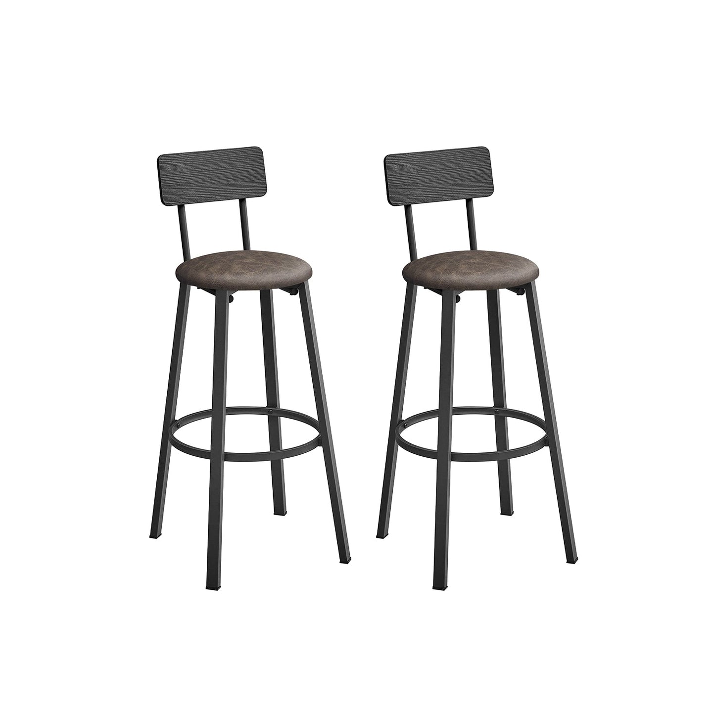 Barhocker 2er Set mit Fußstütze klassikschwarz-kaffeebraun