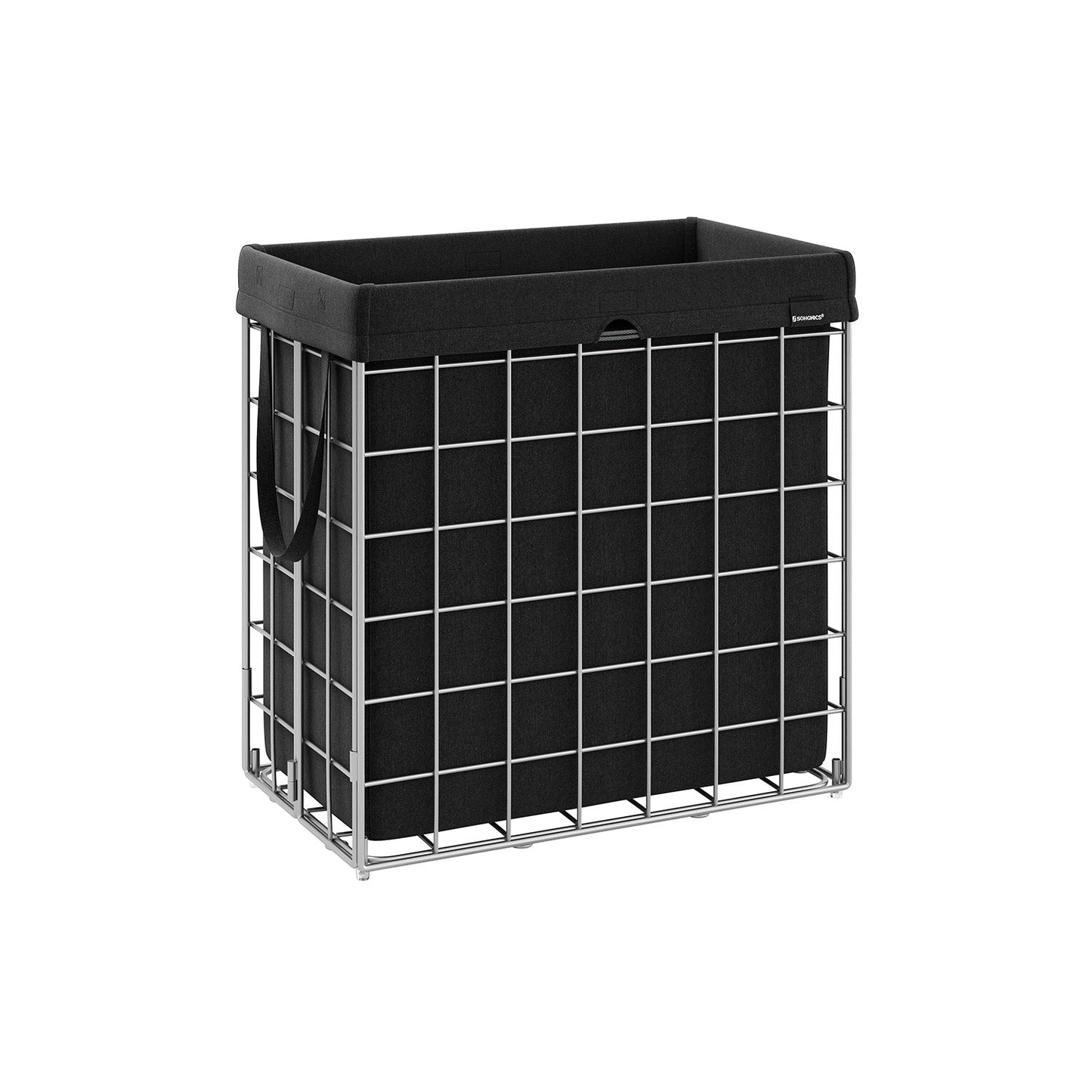 Wäschekorb 110 L faltbar Metalldrahtgestell silbern-schwarz