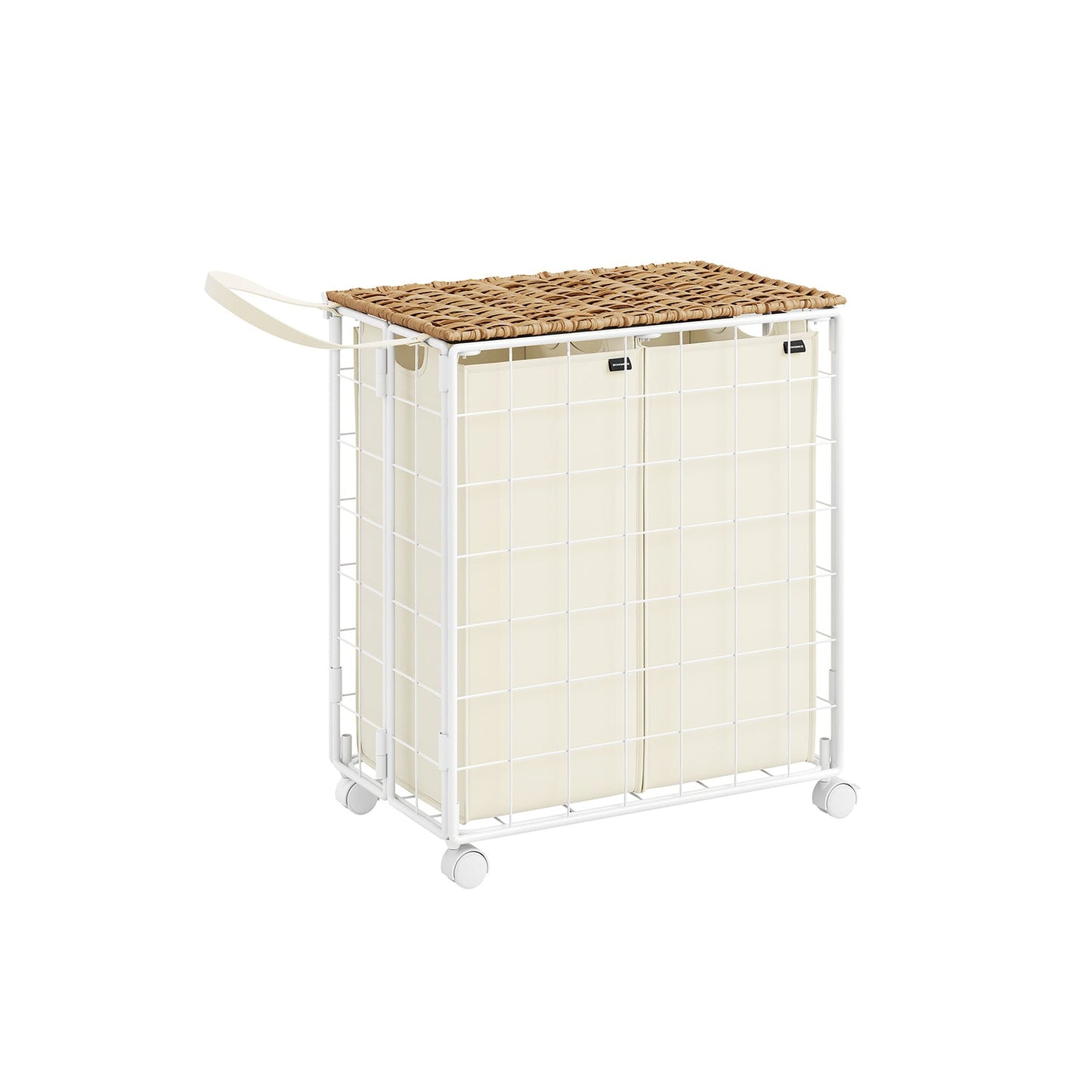 Wäschekorb mit 2 Innensäcken naturbeige-cremeweiß