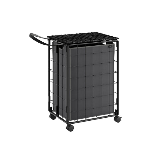 Wäschekorb 90 L mit Rollen und Deckel tintenschwarz-schiefergrau