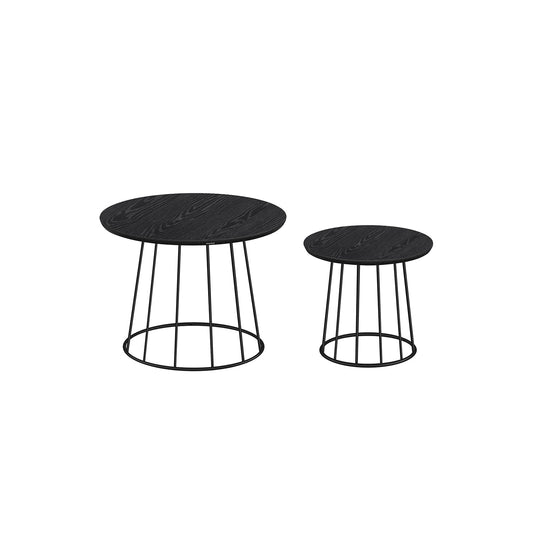Couchtisch 2er Set mit Stahlgestell ebenholzschwarz