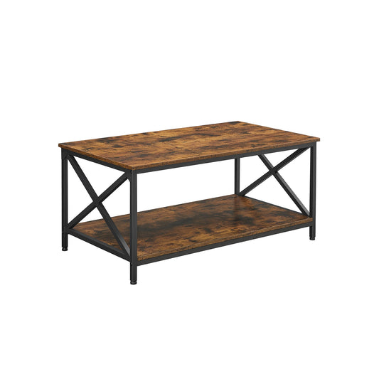 Couchtisch mit Ablage Vintagebraun-Schwarz