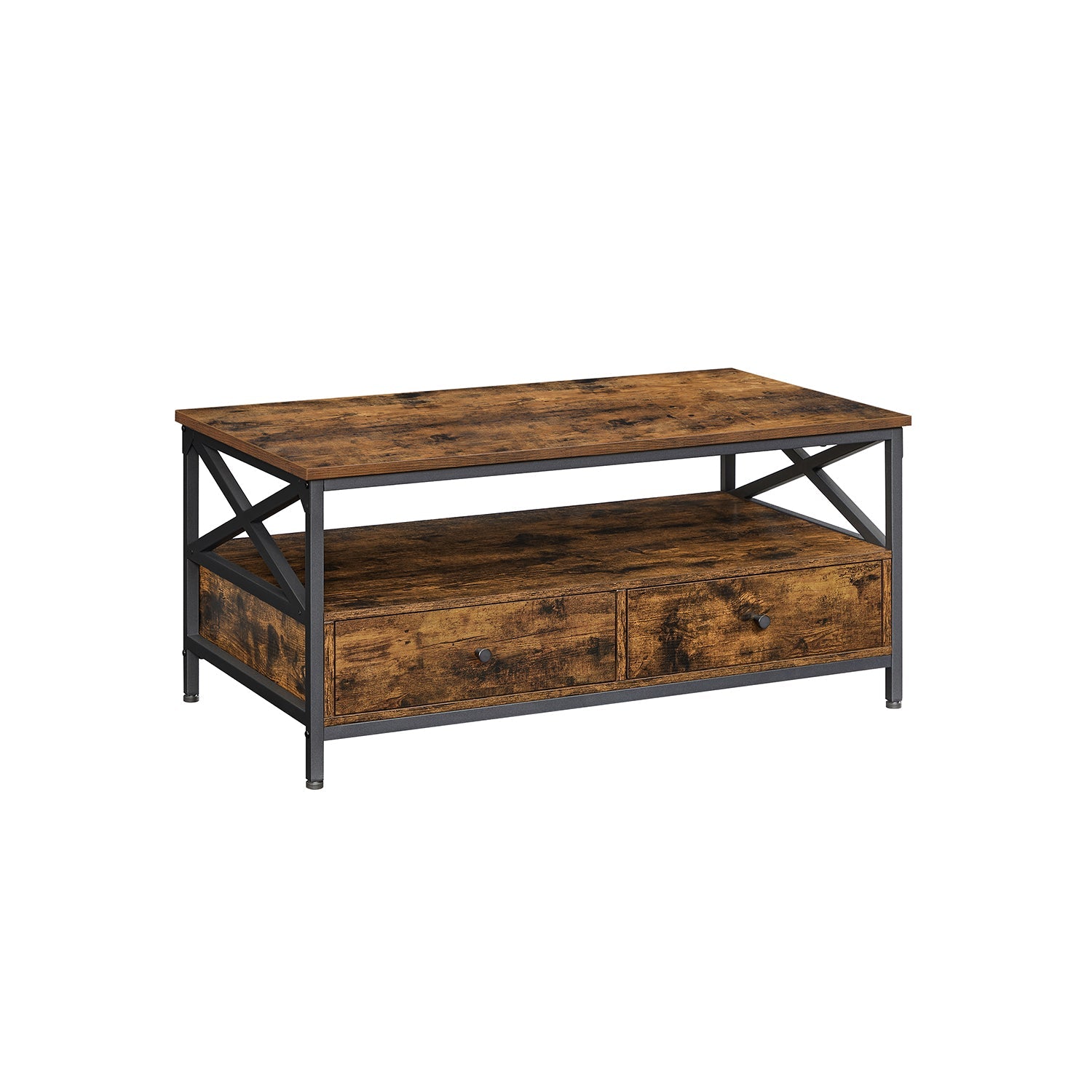 Couchtisch mit Schubladen Vintagebraun-Schwarz