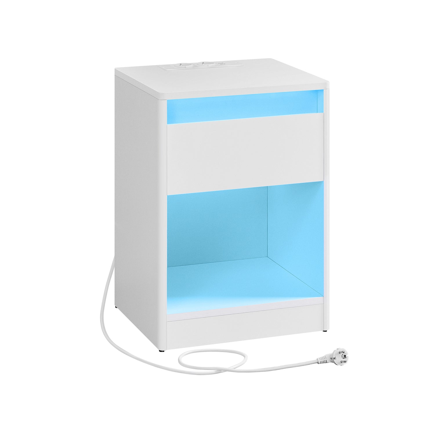Nachttisch mit LED-Beleuchtung modern wolkenweiß