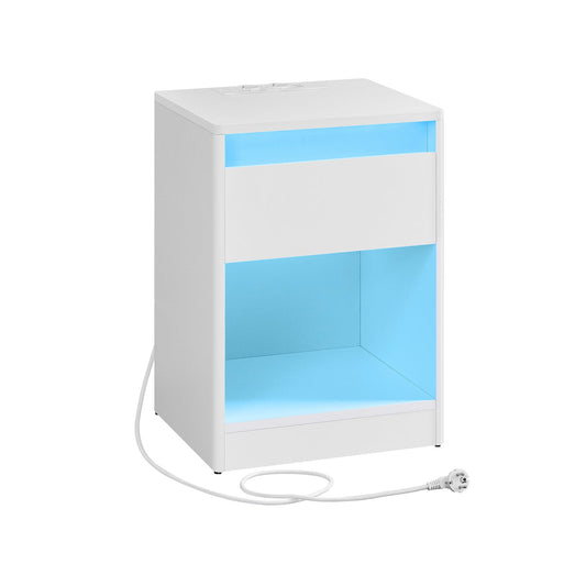 Nachttisch mit LED-Beleuchtung modern wolkenweiß