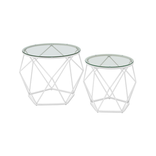 Wohnzimmertisch 2er Set modern transparent-wolkenweiß