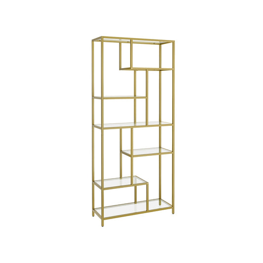 Bücherregal mit 6 Ablagen gold-transparent