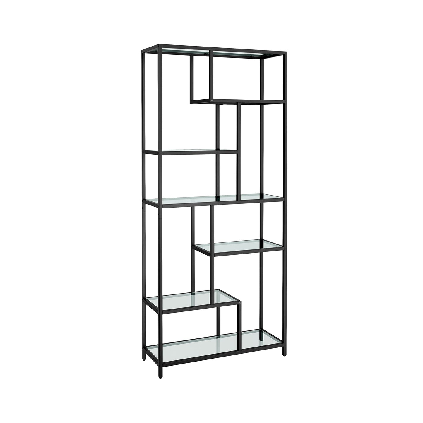 Bücherregal mit 6 Ablagen tintenschwarz - transparent